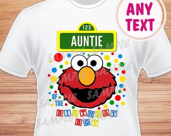 Auntie of the Birthday Boy. Sesame Street Elmo Digital File. Printable Iron on Transfer. Family Birthday Shirts. Elmo Instant Download.