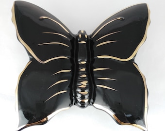 Butterfly Wall Pocket - Butterfly Lover Gift - Ceramic Butterfly - Butterfly Wall Art - Black Butterfly - Gift for Women