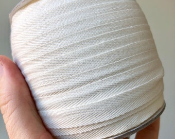 3/8" Cotton Ribbon, Natural Cotton twill tape, EXTRA FINE herringbone tape or grosgrain tape / fine sewing tape / raw ribbon