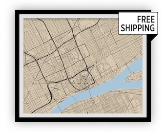 Detroit Map Print - Choose your color