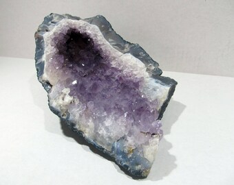 Amethyst Quartz Crystal Point Cluster Geode Head, Brazil Amethyst Decor Collectible Purple Stone 18T62