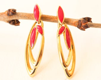 Vintage 1990s Trifari Enamel Earrings | Pierced Earrings | Costume Jewelry | Vintage Earrings | Vintage Jewelry | 1990s Jewelry