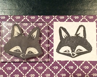 Hand carved vixen rubber stamp