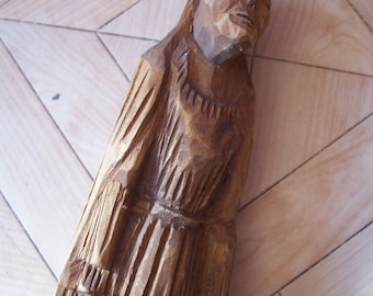 Vintage - figure - rustic - wood - 34 cm - 90 s