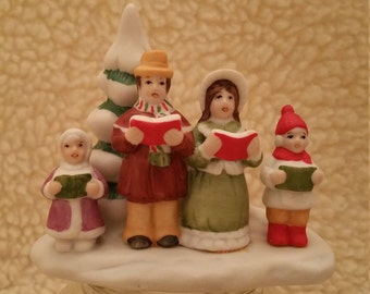 Vintage Lefton, Colonial Village, Kolenkos Family, Village Carolers, Figurines, Christmas, Caroling, Hand Painted, Singing, 6887