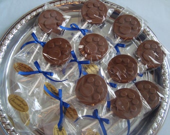 12 Paw Print CHOCOLATE Lollipops Blues Clues Dog Favors Birthday Candy Favors Puppy