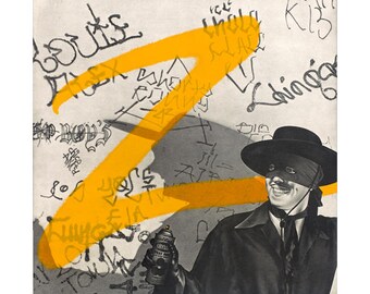 Zorro 12x12 Fine Art Print, Pop Culture Art, Humorous Graffiti Art