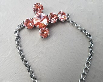 Rose Peach Cross Bracelet