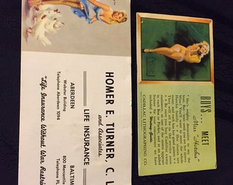 Pair of vintage Girlie Pinup Promotional Cards
