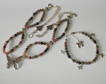 Parure Graciela Tourmaline Argent avec pendentif papillon