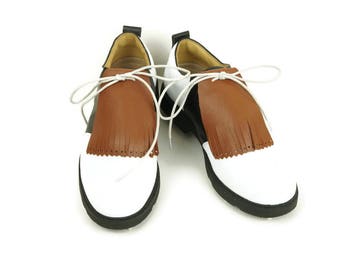 Oak Tan Kilties for Mens Golf Shoes, Swing Dance Leather Fringe Golf Shoe Kilties Golf Gift for Men, Golf Gift Ideas, Golf Stuff, Lindy Hop