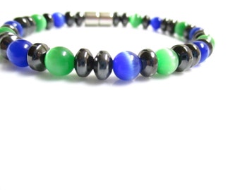 High Power Magnetic Hematite Cats Eye Bracelet