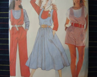 vintage 1990s Simplicity sewing pattern 9719 misses loose fitting jumpsuit in two lengths jumper and top sizes xxs-large
