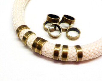 Bronze Brass Tube, Brass Beads, Brass Tube Beads, Metal Beads 12x4mm, Ø 10.2mm for Cords 10mm- 6 pieces