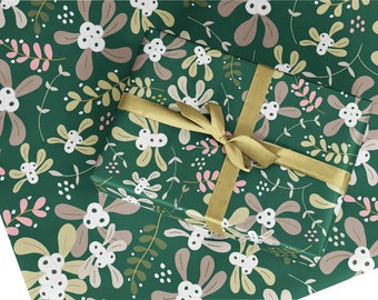 Christmas wrapping paper, gift wrap, Christmas mistletoe gift wrap, Christmas wrapping paper sheet