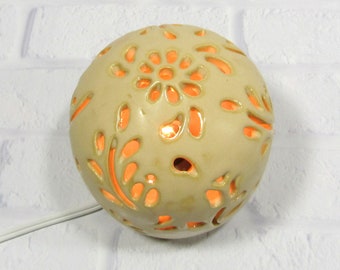 Yellow Night Light - mood lighting - ambiance light - round table lamp - ceramic night lamp - nursery night light - night light kids