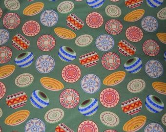 Decorative Fabric, Southwestern Fabric, Pottery/Baskets Quilt Fabric,Green/Red/Yellow/Orange/Blue HomeDecor (1) Yard 36'' Length, 45'' Width