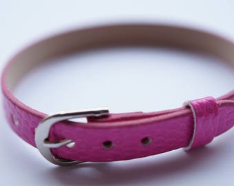 Leather Bracelet Pink Pearl width 8mm