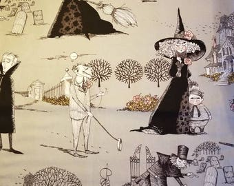 1 yard THE GHASTLIES grey Alexander Henry cotton quilting fabric oop