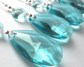 5 Light Aqua 50mm Teardrop Chandelier Crystal Prisms