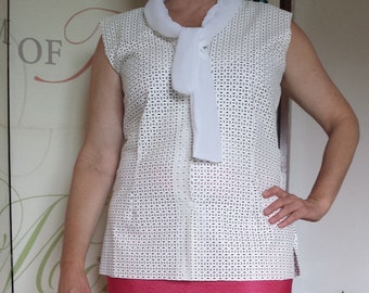 BLOUSE Ascot white fabric cotton coated lace - size 40/42