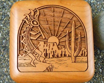 Carved Wood, Kokopelli Box, Trinket Box, Vintage Box, Hinged Wood Box, Handmade Vintage, Jewelry Storage, Gift Box, Wood Trinket Box