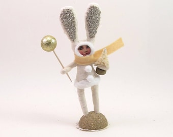 READY TO SHIP Vintage Inspired Spun Cotton Bundled Bunny Child Figure