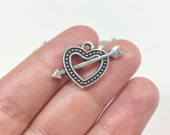 6 Heart and Arrow Charm Pendant