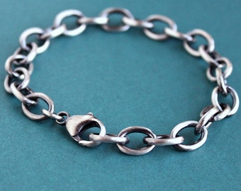 Mens Large Link Cable Chain Bracelet, Men's Sterling Silver Chain Bracelet