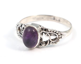 Amethyst 92.5 sterling silver ring size 8 us