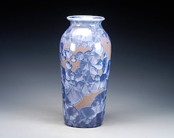 Ceramic Vase - Blue, Grey - Crystalline Glaze on High-Fired Porcelain - Hand Made Pottery - FREE SHIPPING - #E-1-5472