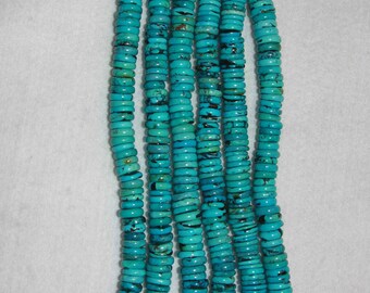 Turquoise, Turquoise Heishi, 10 mm, Natural Turquoise, Semi Precious, Blue Green Heishi, Natural Stone, HALF Strand, AdrianasBeads