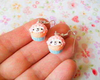 Sheep Cupcake Earrings, Cupcake Earrings, Kawaii Earrings, Cute Earrings, Pink Cupcake, Food Earrings, Dessert Earrings, Sweet Lolita
