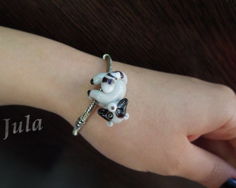Pandora beads, European bead, Big hole bead, Lampwork bead, Raccoon bead, Raccoon pendant