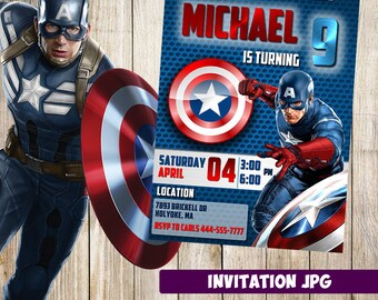 Captain America Invitation, Captain America Party, Captain America Birthday Invitation, Captain America Invitation, Avenger printable