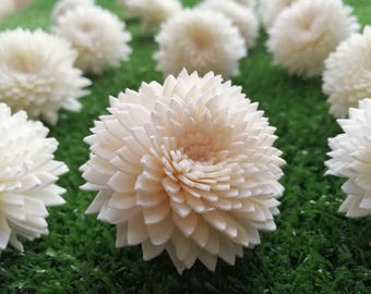 50 Chrysanthemum 4cm dia Flower Diffuser Handmade Decor Sola Wood Wholesale