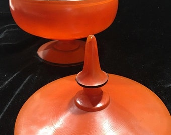 Retro candy dish, orange candy dish, vintage compot