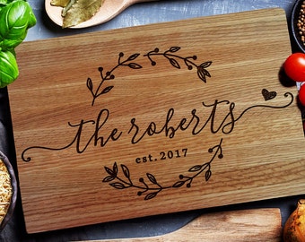 Personalized Cutting Board, Custom cutting Board with Juice groove ,Wedding Monogram, Closing gift, Wedding gift (157)