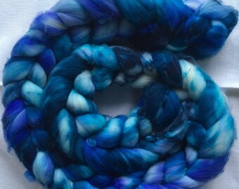 Hand dyed merino combed for spinning, felting