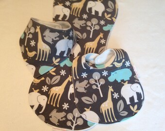 Baby Boy Bib/ Burp Cloth Gift Set/Safari Animals/Create Your Own Baby Shower Gift