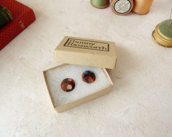 Red Stud Earrings - Red Fabric Studs - Red Button Earrings - Liberty Stud Earrings - Gift for Sister - Stocking Stuffer - Clip On Earrings