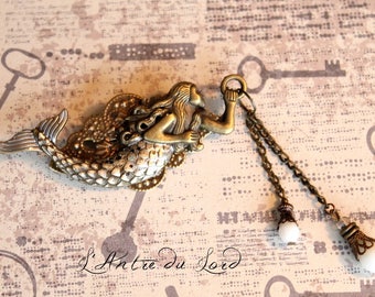 Brooch pirate Victorian white Mermaid "The call of the sea"