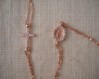 Rosary Necklace in Sterling Silver 925 Made in Italy