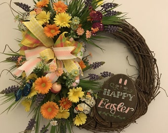 Easter Wreath. Spring Wreath. Front Door Wreath.