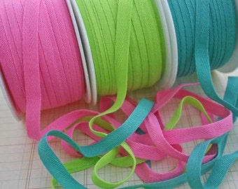 LIME GREEN Twill Tape Trim - Sewing Bunting Pendants Shipping Packaging - 3/8" Wide - 10 Yards