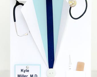 Handmade Medical School Graduation Card, Doctor Card, White Coat Ceremony, MD, DO, Doctor Thank You, Male Doctor, Physician, Vet Card
