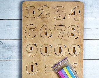 Number Puzzle - wooden, 0 through 10. Plywood numbers. Wooden numbers Puzzle. Educational puzzle. Educational Gift for Childrens