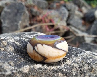 Etched Lampwork Glass Rustic Big Hole Bead