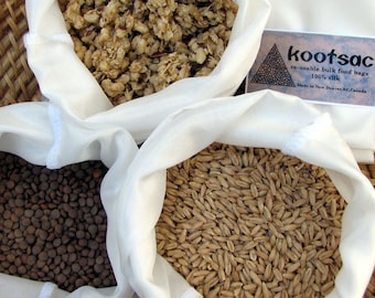 Reusable bulk food bags, natural silk food bags, grain bag, reusable bulk bin bags, biodegradable food bags, 3 large food bags, white