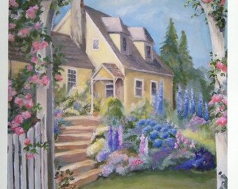 SUMMER HOUSE" fine art print of an oil painting